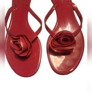Valentino Garavani Red Sandals with Floral Detail